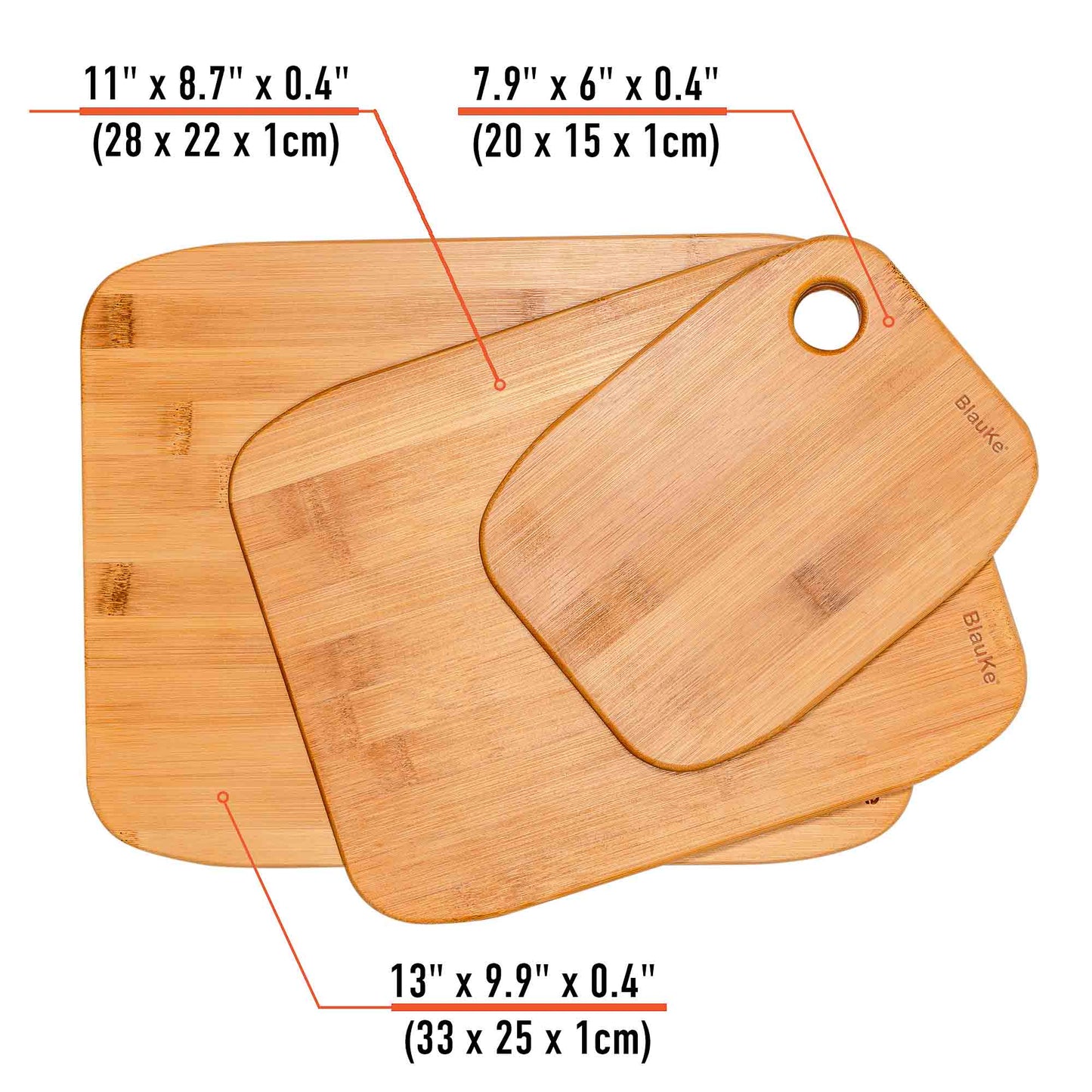 Wooden Cutting Boards for Kitchen - Bamboo Chopping Board Set of 3-2