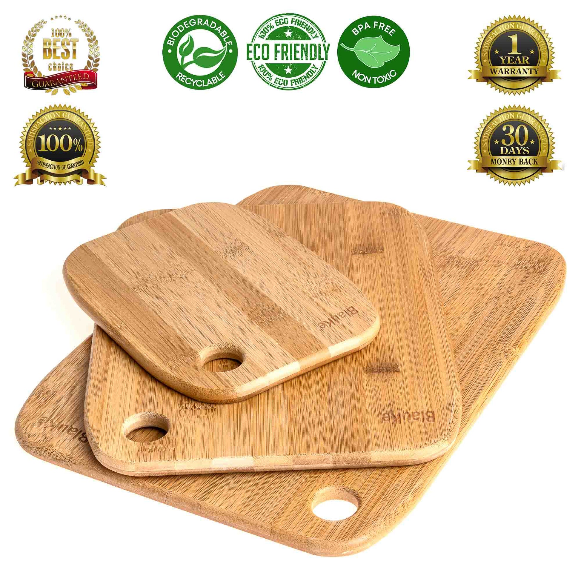 Wooden Cutting Boards for Kitchen - Bamboo Chopping Board Set of 3-1