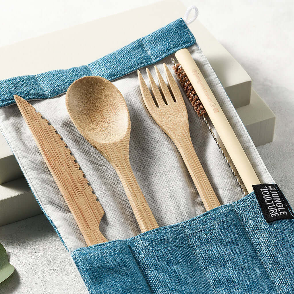 Bamboo Cutlery Set (Dark grey bag)-9