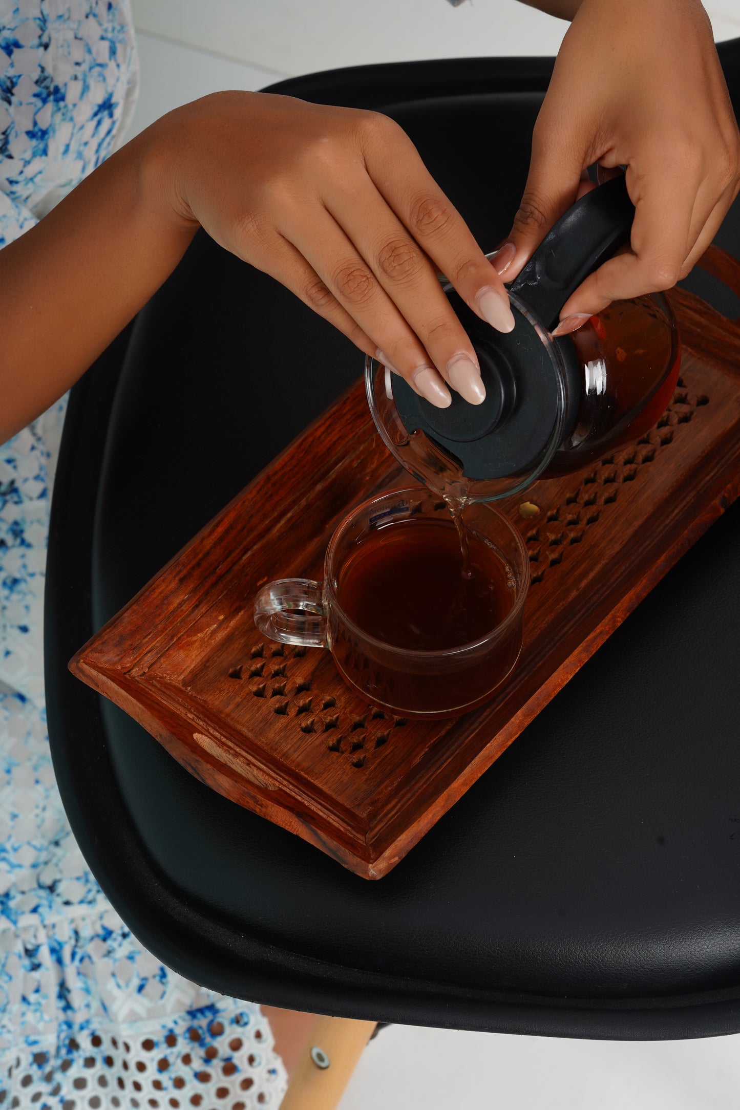 Handcrafted Sheesham Wood With Brass Work Serving Tray