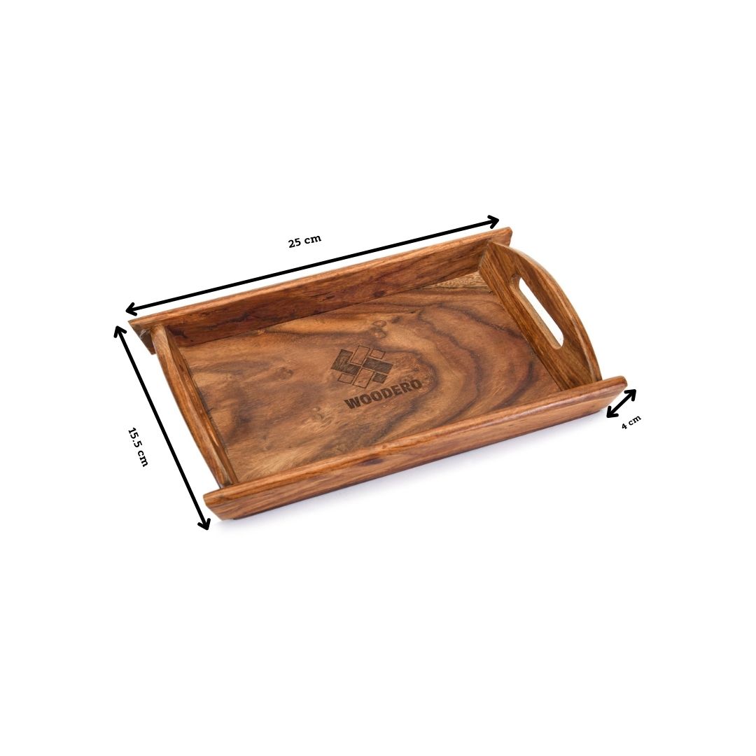 Handcrafted Premium Mahogany Finish Wooden Coffee Tray